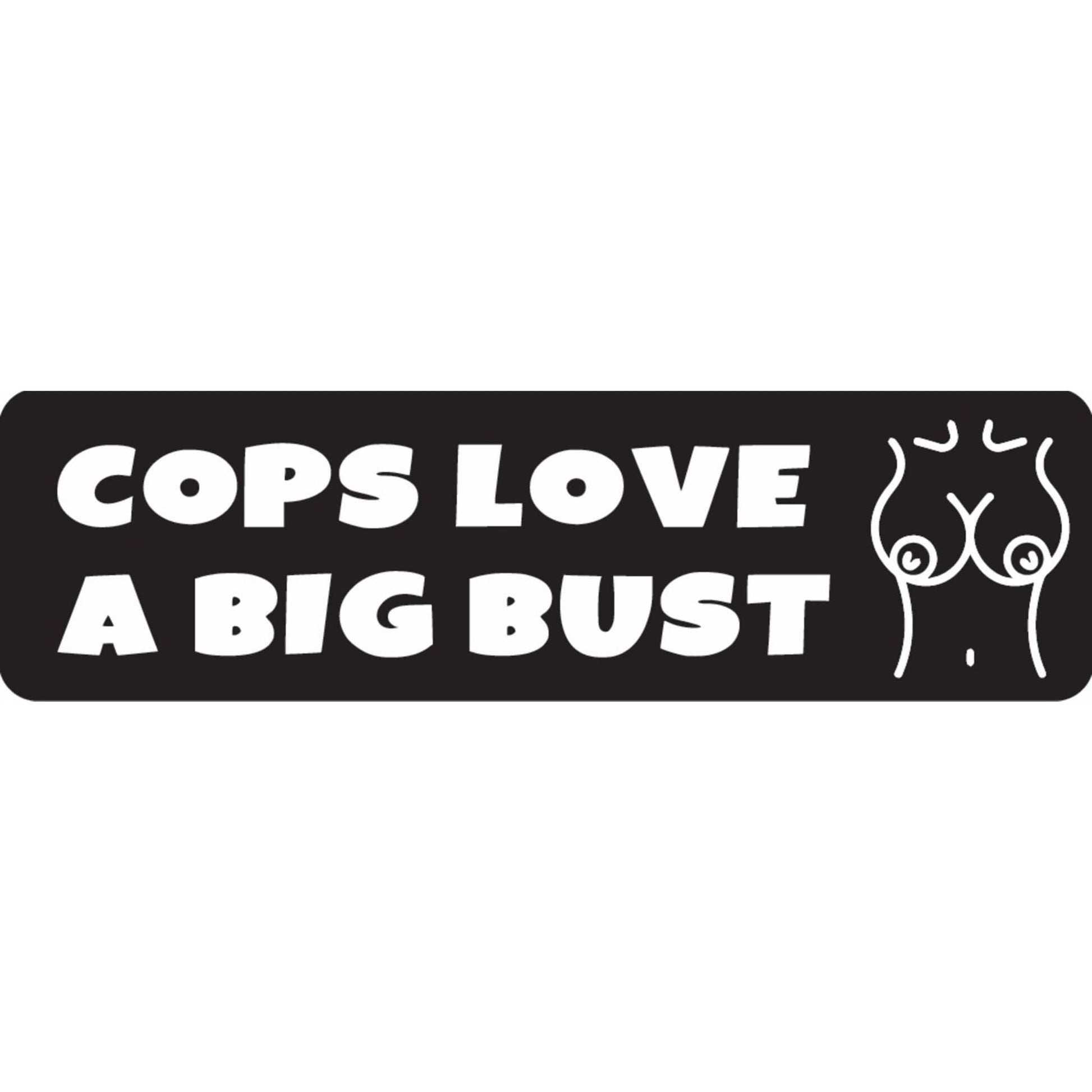 Cops love a big bust vinyl motorcycle helmet sticker - funny biker decal