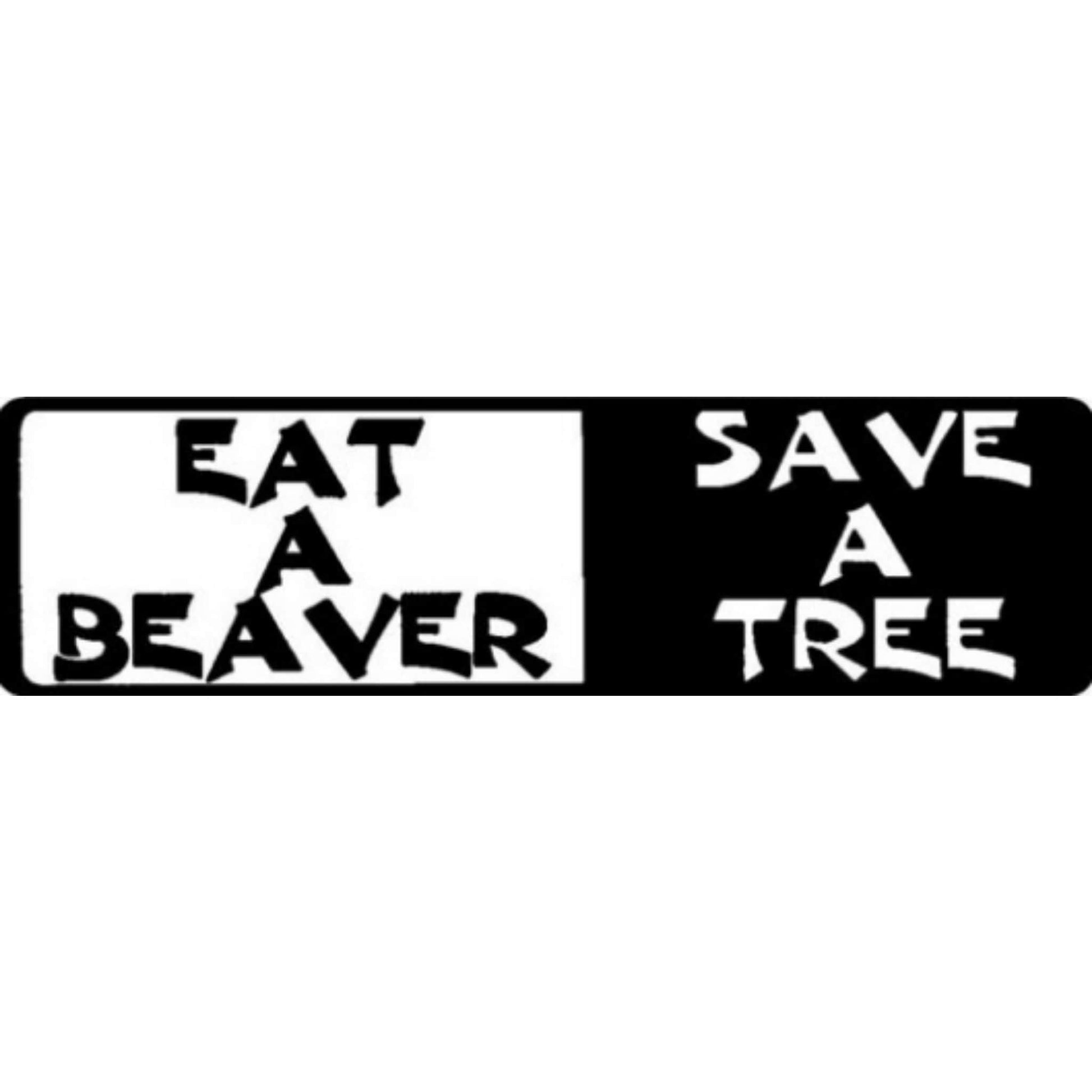 Eat a beaver save a tree vinyl motorcycle helmet stickers - funny biker decal