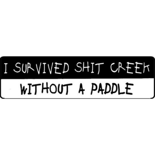 I survived shit creek without a paddle vinyl motorcycle helmet stickers - funny biker decal
