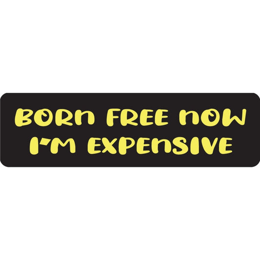 Born free now I'm expensive vinyl motorcycle helmet sticker - funny biker decal