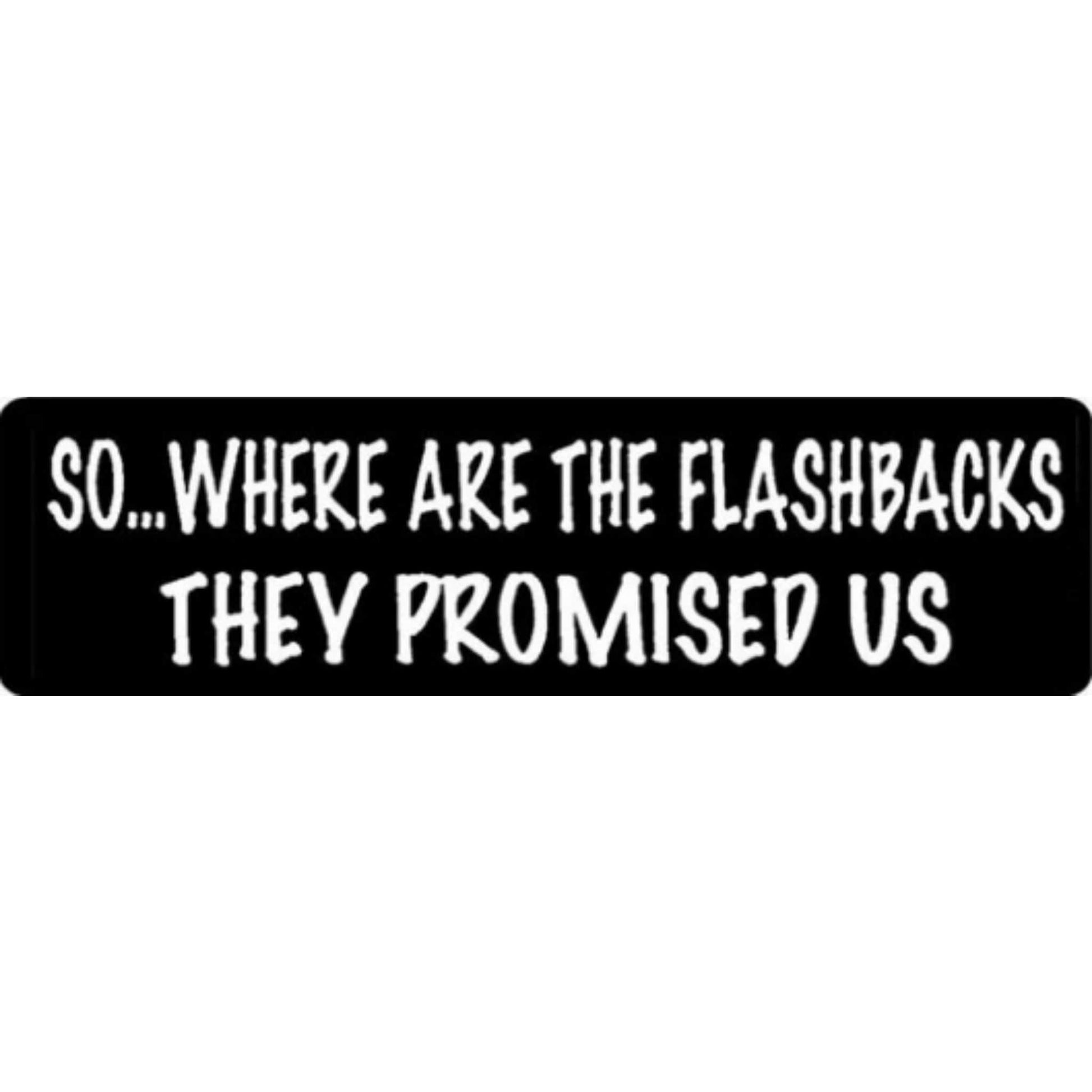 So where are the flashbacks they promised us vinyl motorcycle helmet stickers - funny biker decal
