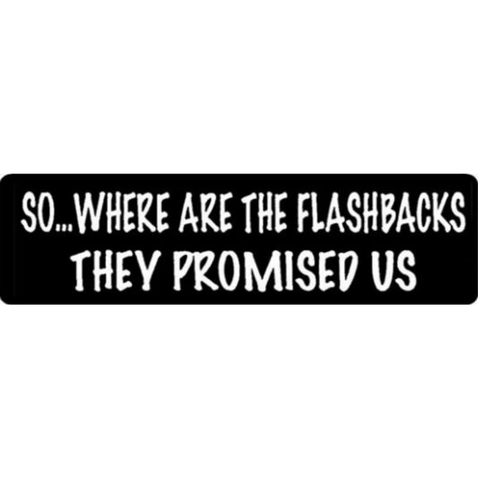 So where are the flashbacks they promised us vinyl motorcycle helmet stickers - funny biker decal