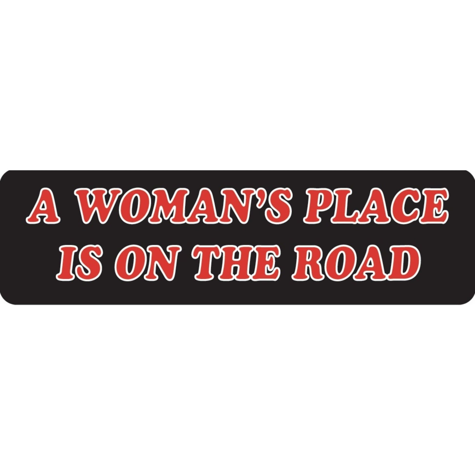 A woman's place is on the road vinyl motorcycle helmet sticker - women's biker decal
