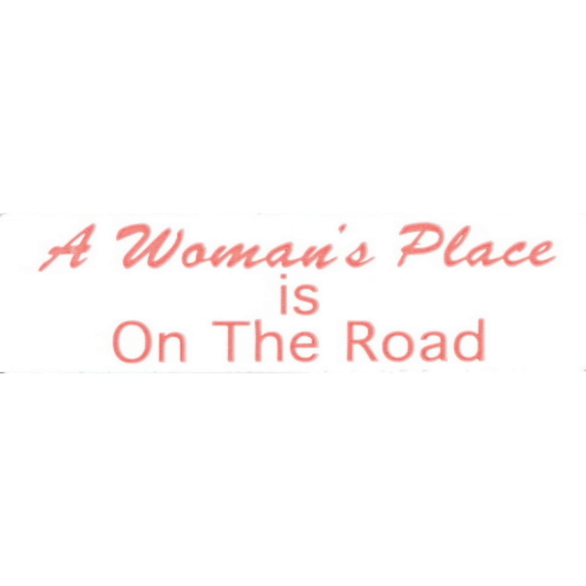 A woman's place is on the road vinyl motorcycle helmet stickers - women's biker decal