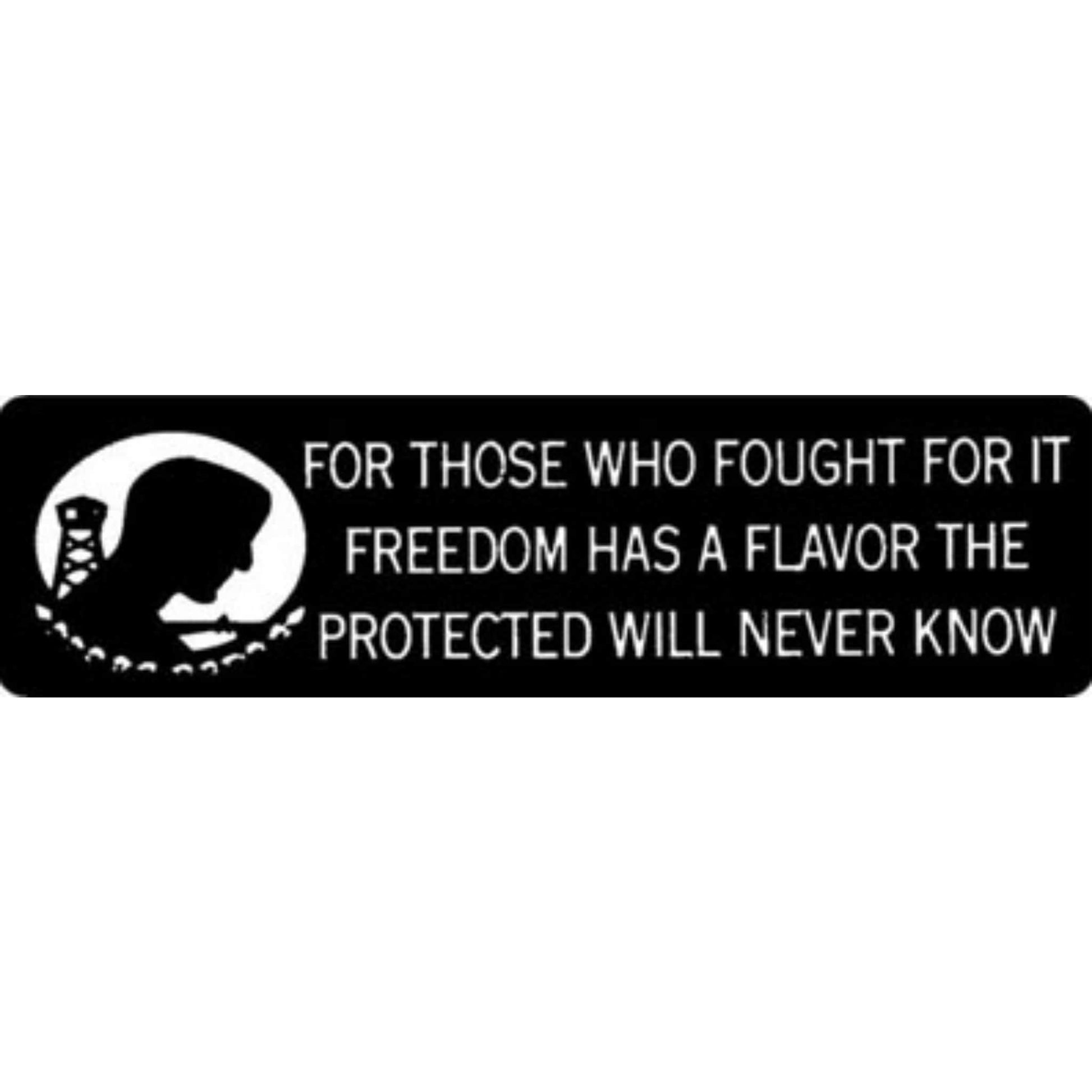 POW MIA for those who fought for it freedom has a flavor the protected will never know vinyl motorcycle helmet stickers - military patriotic biker decal