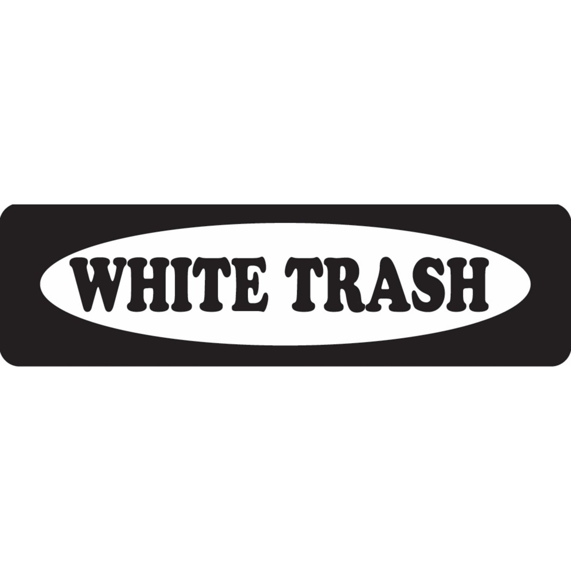 White trash vinyl motorcycle helmet sticker - bold biker decal