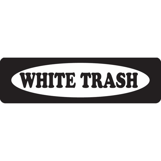 White trash vinyl motorcycle helmet sticker - bold biker decal