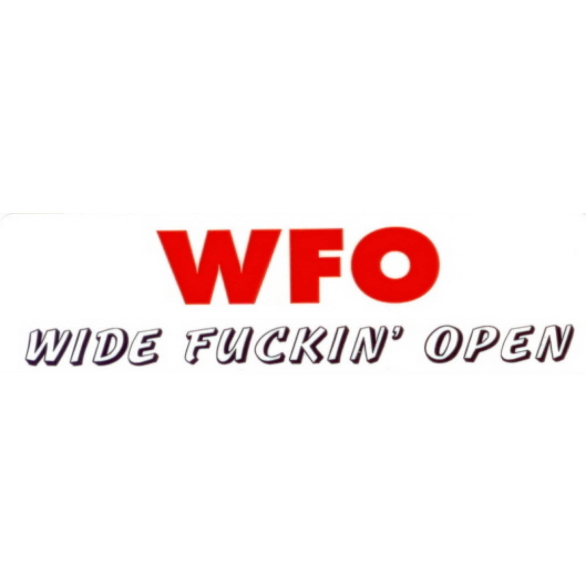 WFO wide fucking open vinyl motorcycle helmet stickers - biker decal