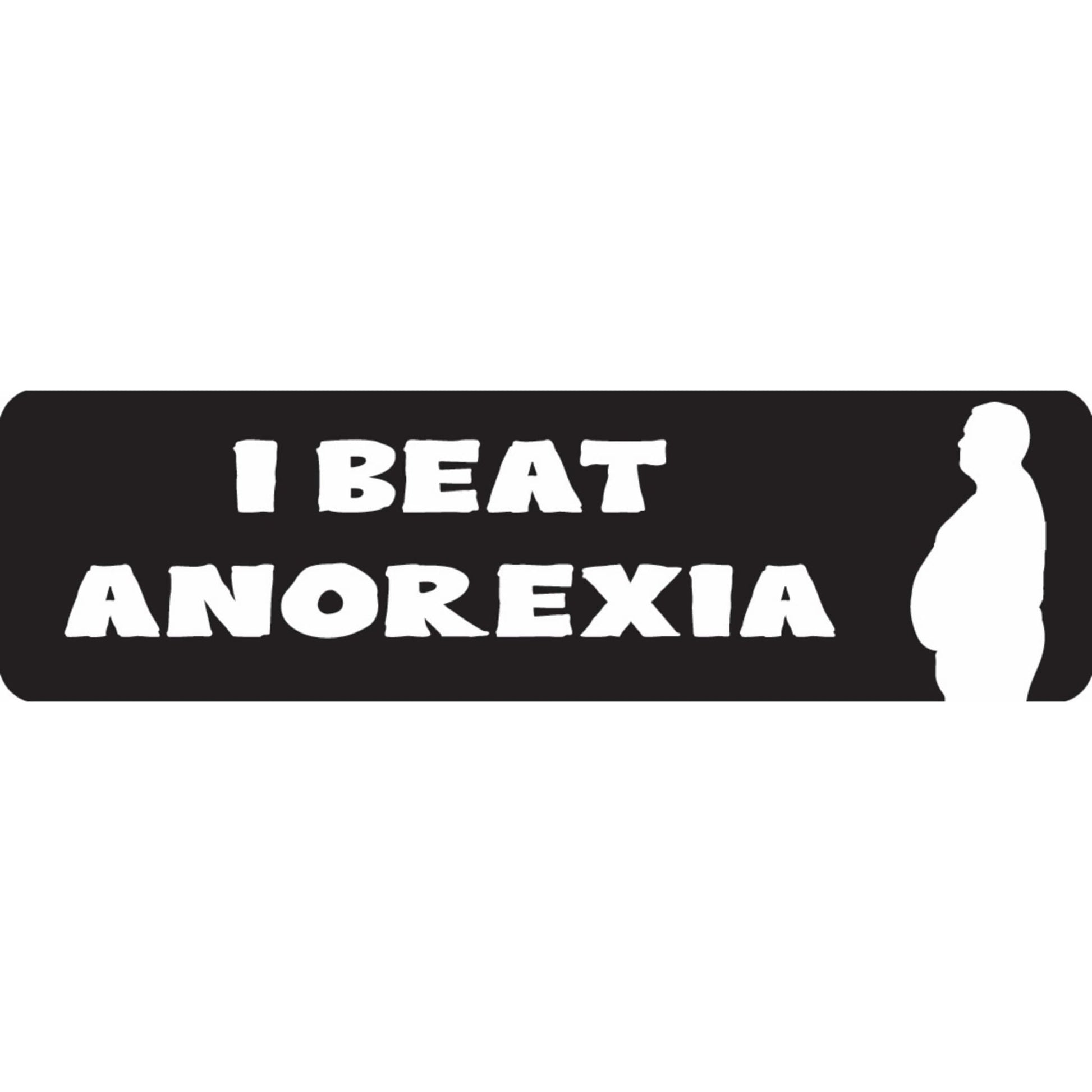 I beat anorexia vinyl motorcycle helmet sticker - funny biker decal