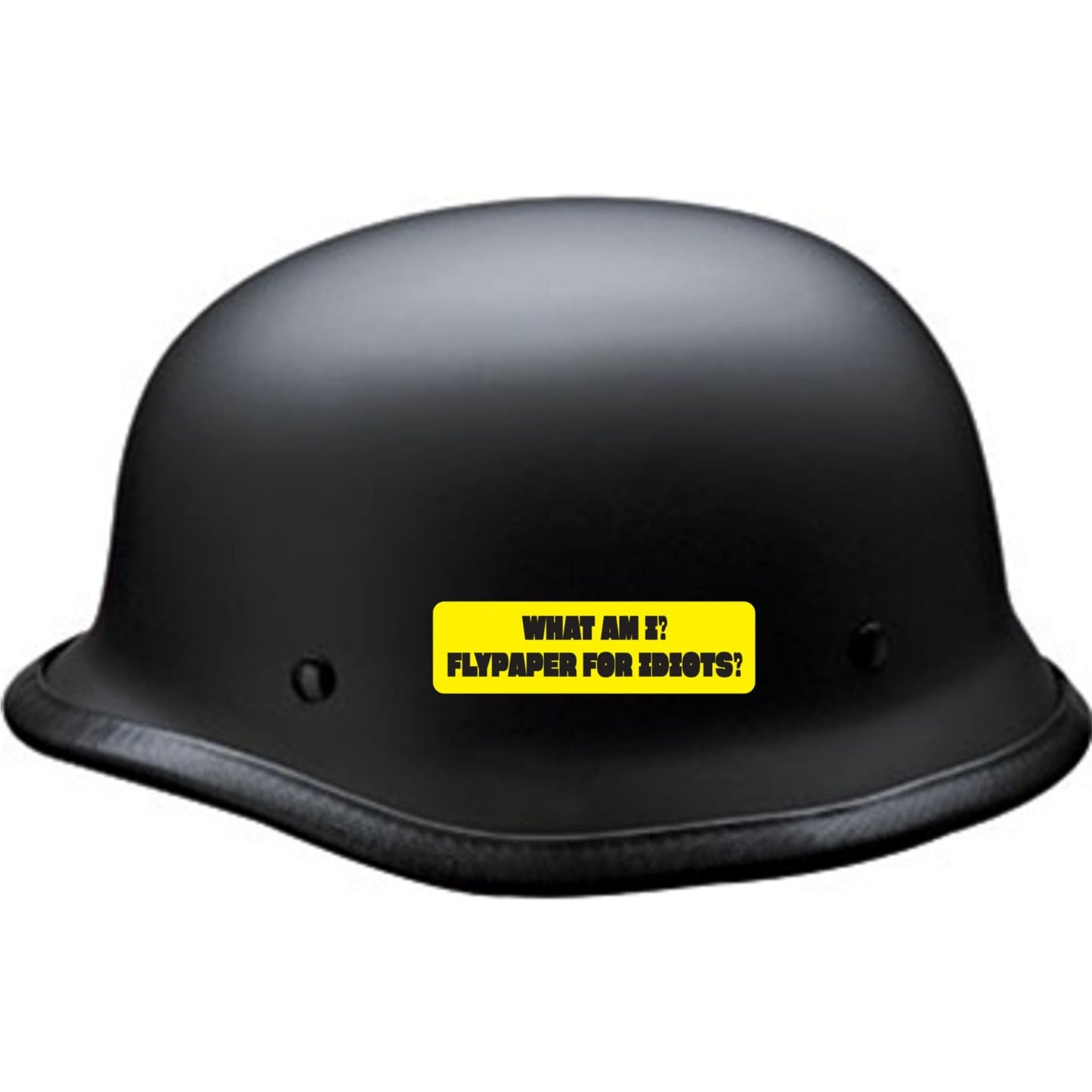 What am I flypaper for idiots vinyl motorcycle helmet sticker on a helmet - funny biker decal