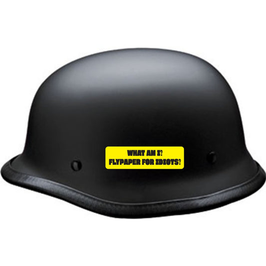 What am I flypaper for idiots vinyl motorcycle helmet sticker on a helmet - funny biker decal