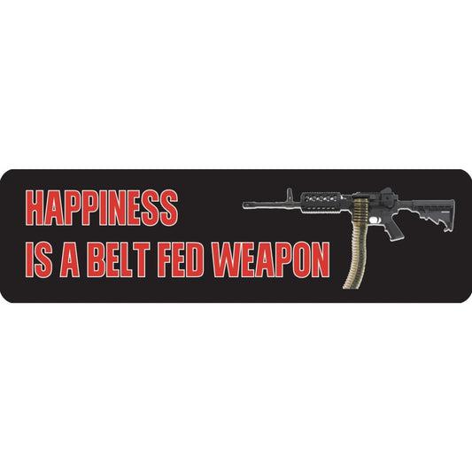 Happiness is a belt fed weapon vinyl motorcycle helmet sticker - biker decal