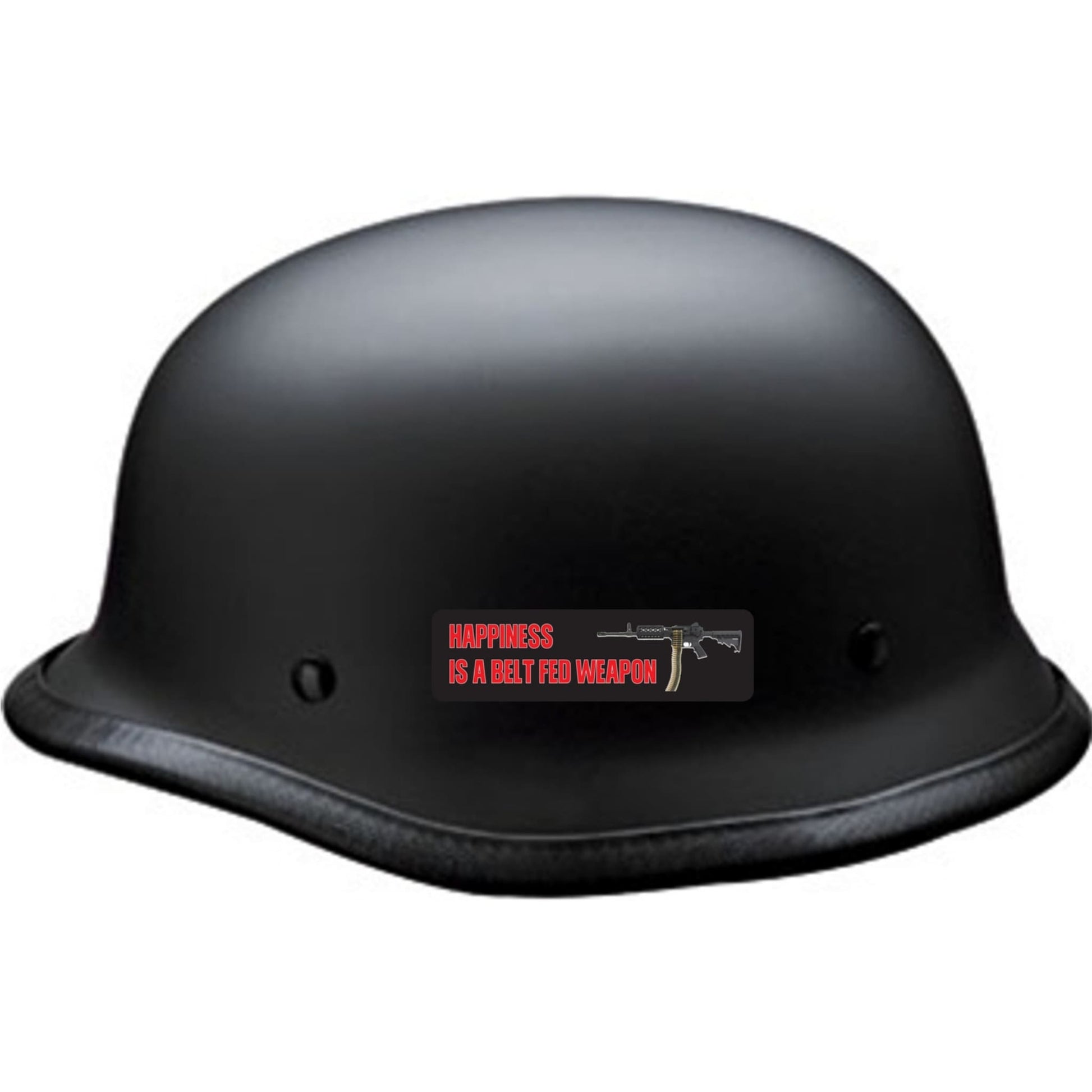 Happiness is a belt fed weapon vinyl motorcycle helmet sticker on a helmet - biker decal