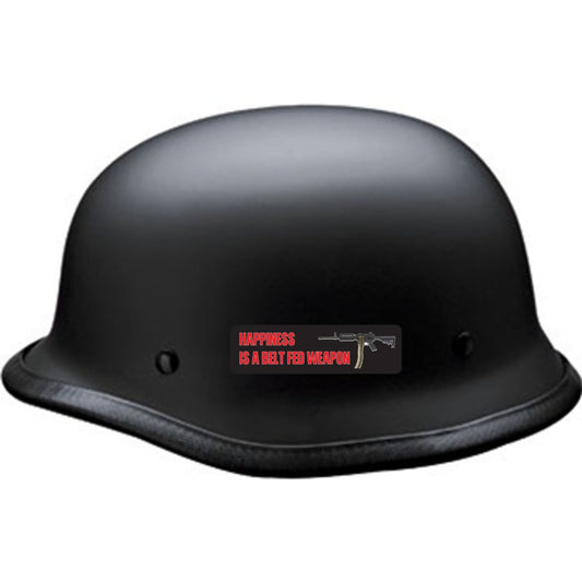 Happiness is a belt fed weapon vinyl motorcycle helmet sticker on a helmet - biker decal