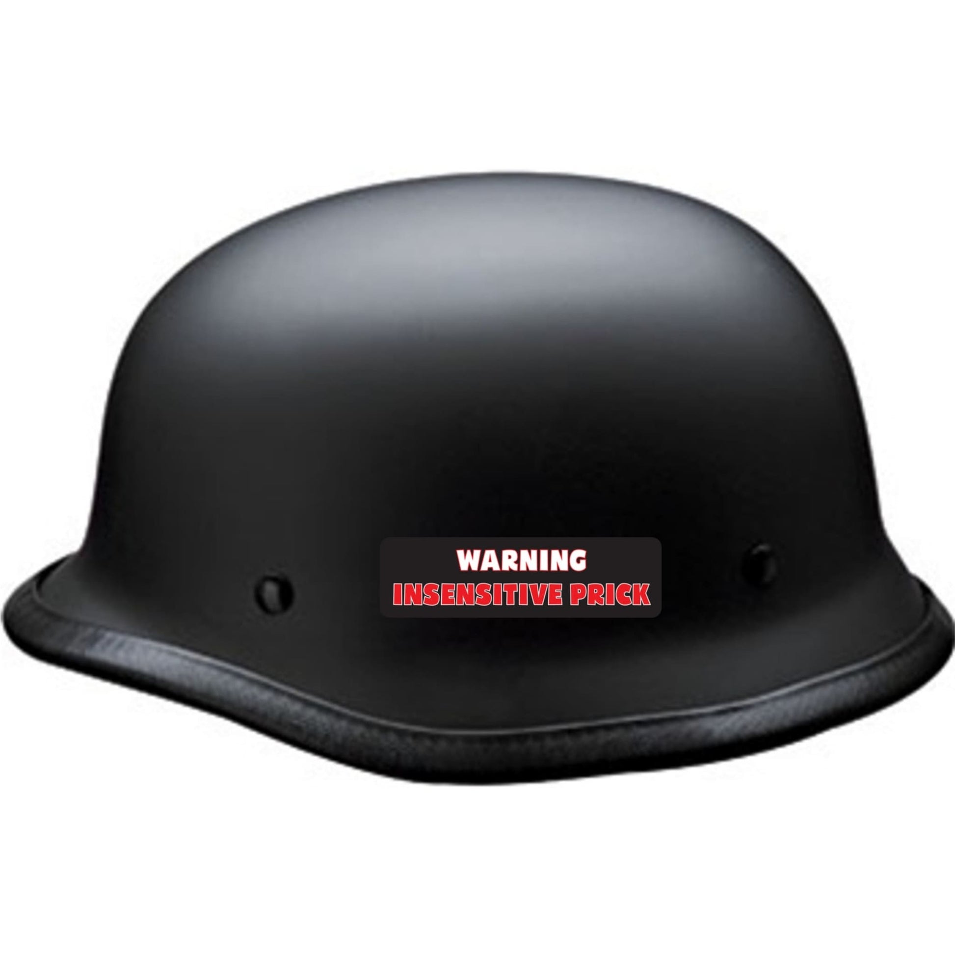 Warning insensitive prick vinyl motorcycle helmet sticker on a helmet - bold biker decal