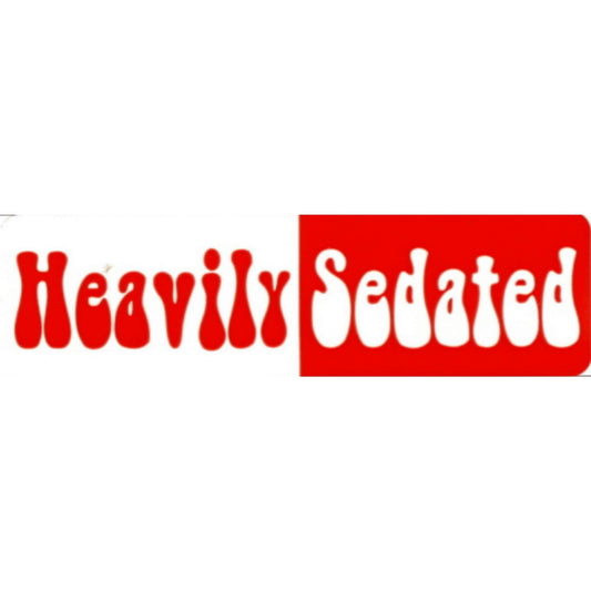 Heavily sedated vinyl motorcycle helmet stickers - funny biker decal
