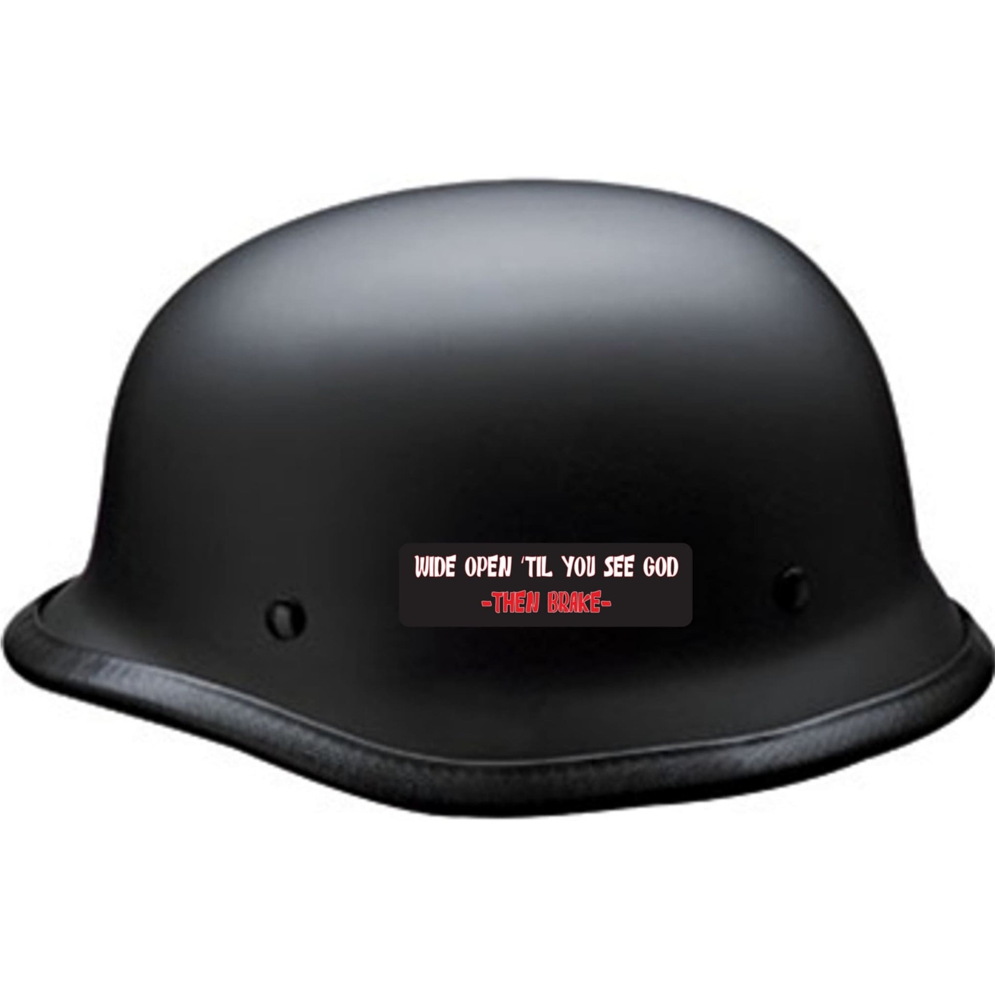 Wide open til you see God then brake vinyl motorcycle helmet sticker on a helmet - biker decal