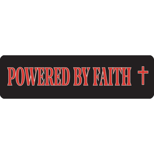 Powered by faith vinyl motorcycle helmet sticker - Christian biker decal