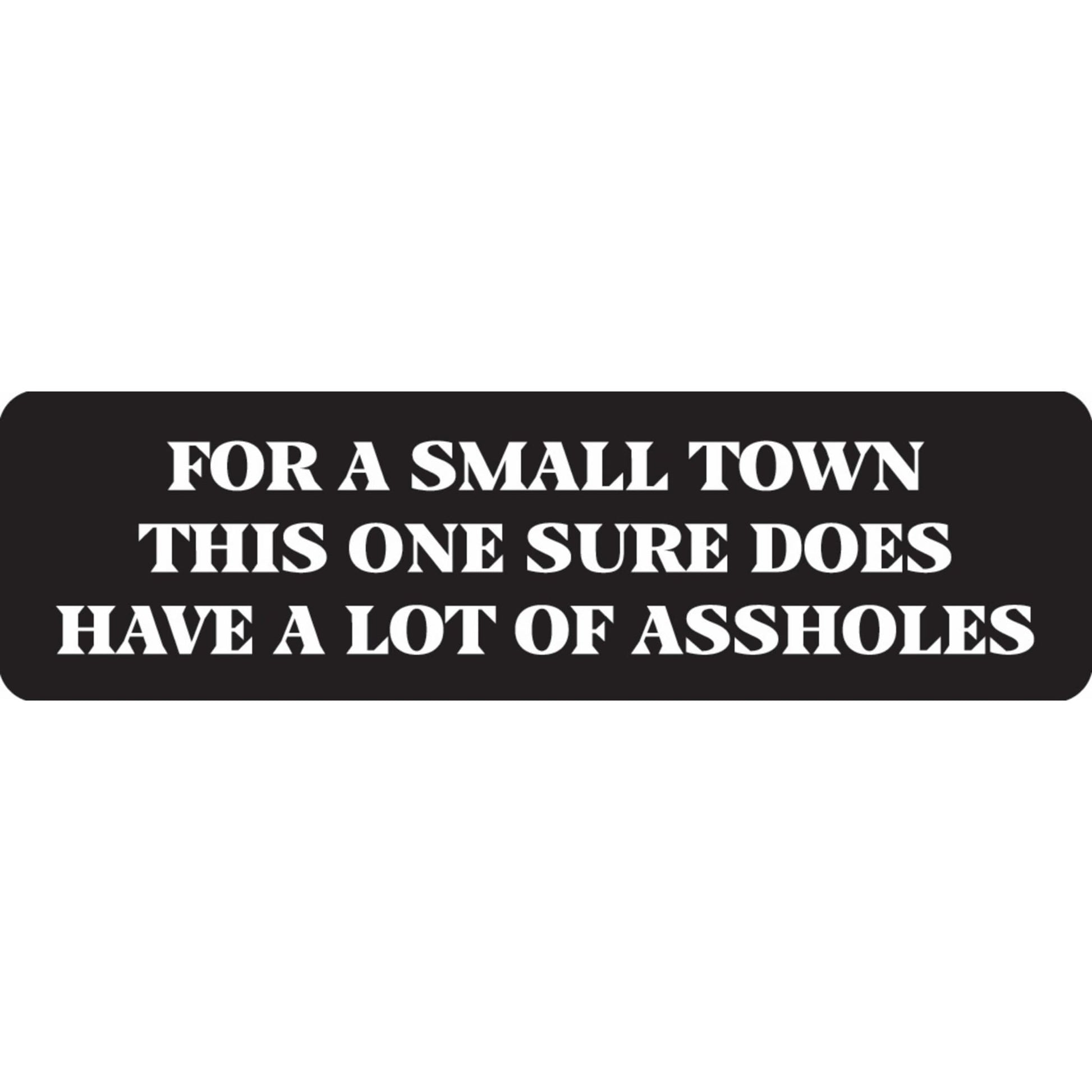 For a small town this one sure does have a lot of assholes vinyl motorcycle helmet sticker - funny biker decal