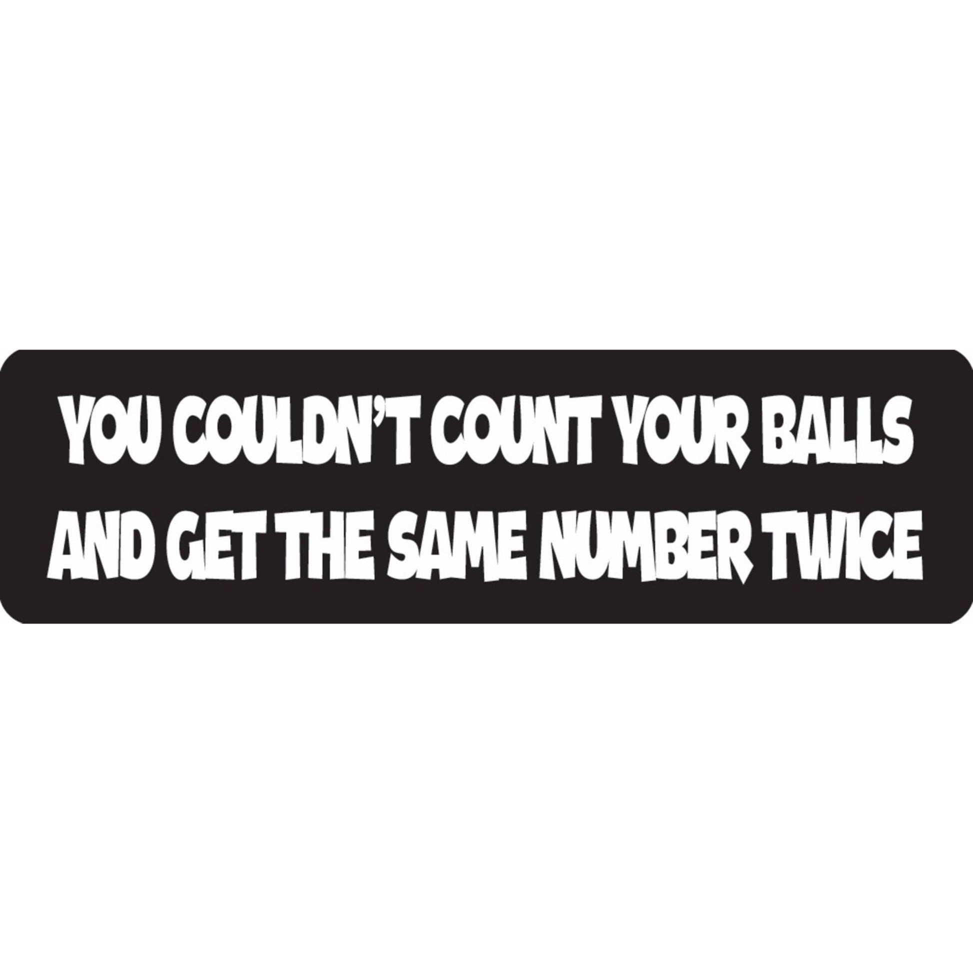 You couldn't count your balls and get the same number twice vinyl motorcycle helmet sticker - funny biker decal