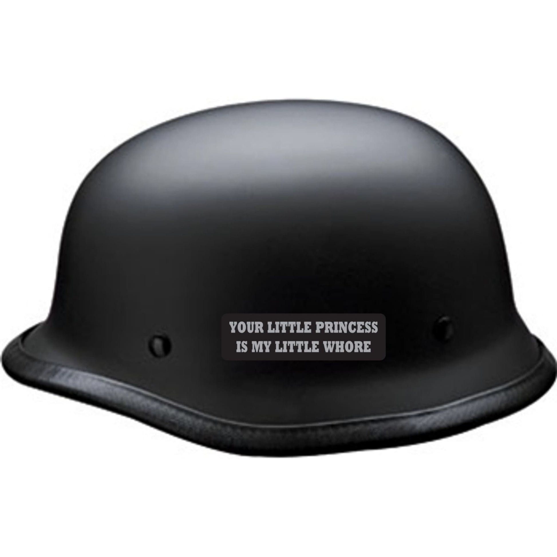 Your little princess is my little whore vinyl motorcycle helmet sticker on a helmet - bold biker decal