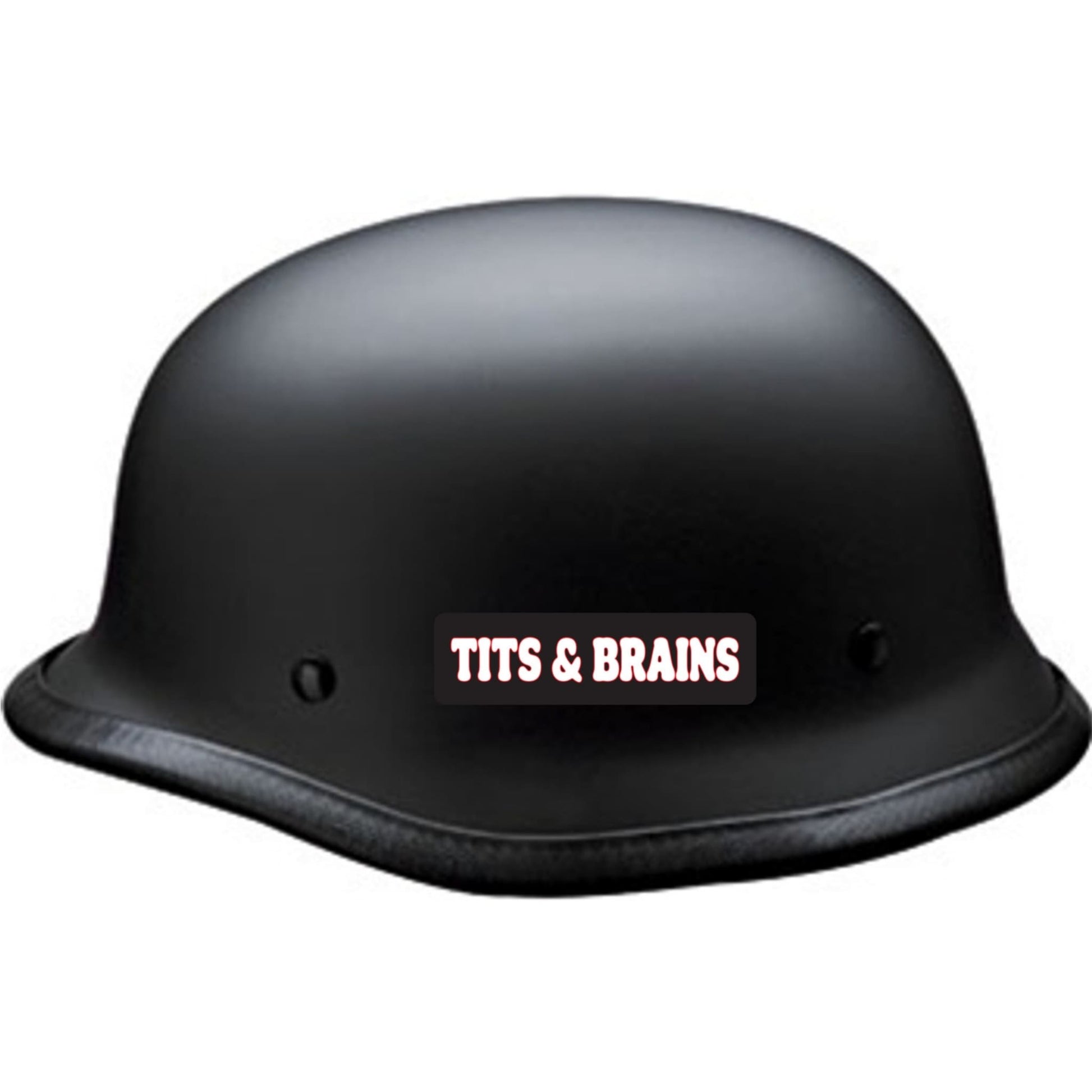 Tits and brains vinyl motorcycle helmet sticker on a helmet - women's biker decal