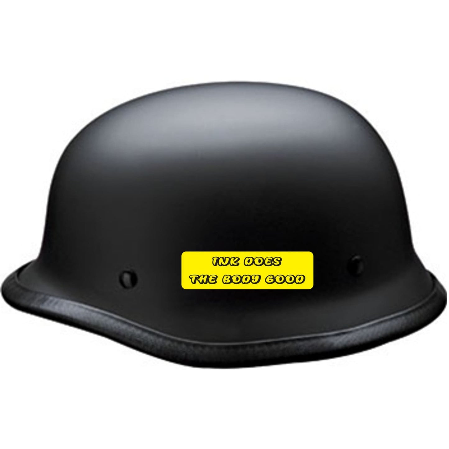 Ink does the body good vinyl motorcycle helmet sticker on a helmet - biker decal