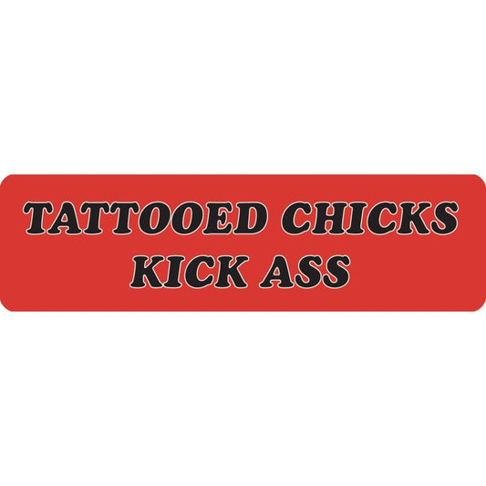 Tattooed chicks kick ass vinyl motorcycle helmet sticker - women's biker decal
