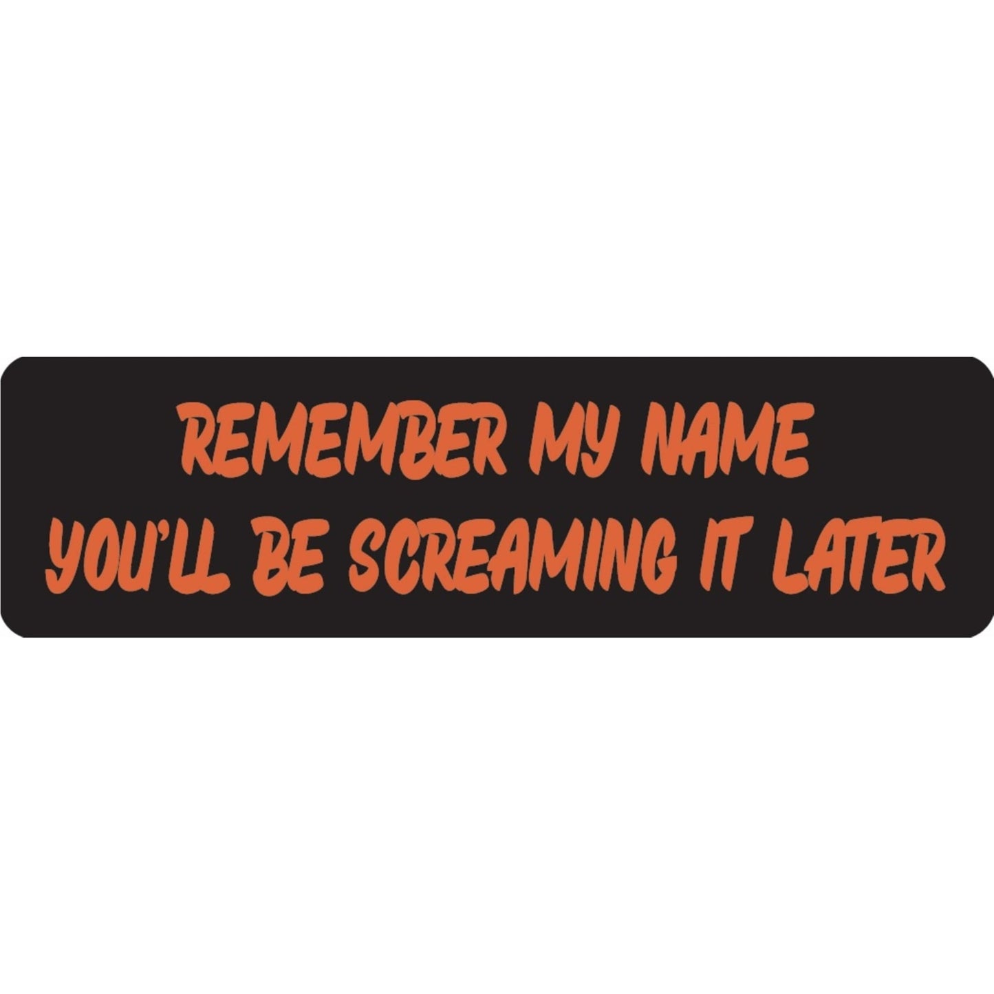 Remember my name you'll be screaming it later vinyl motorcycle helmet sticker - funny biker decal