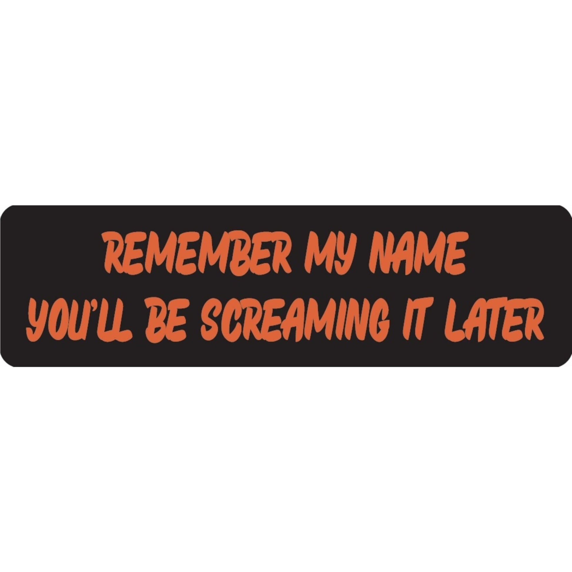 Remember my name you'll be screaming it later vinyl motorcycle helmet sticker - funny biker decal