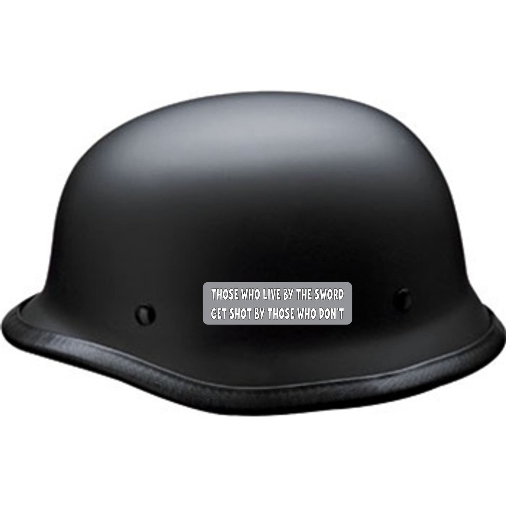 Those who live by the sword get shot by those who don't vinyl motorcycle helmet sticker on a helmet - funny biker decal