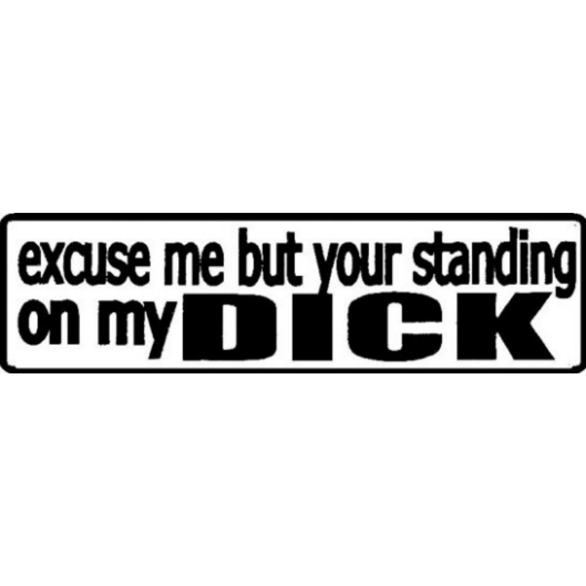 Excuse me but you're standing on my dick vinyl motorcycle helmet stickers - funny biker decal