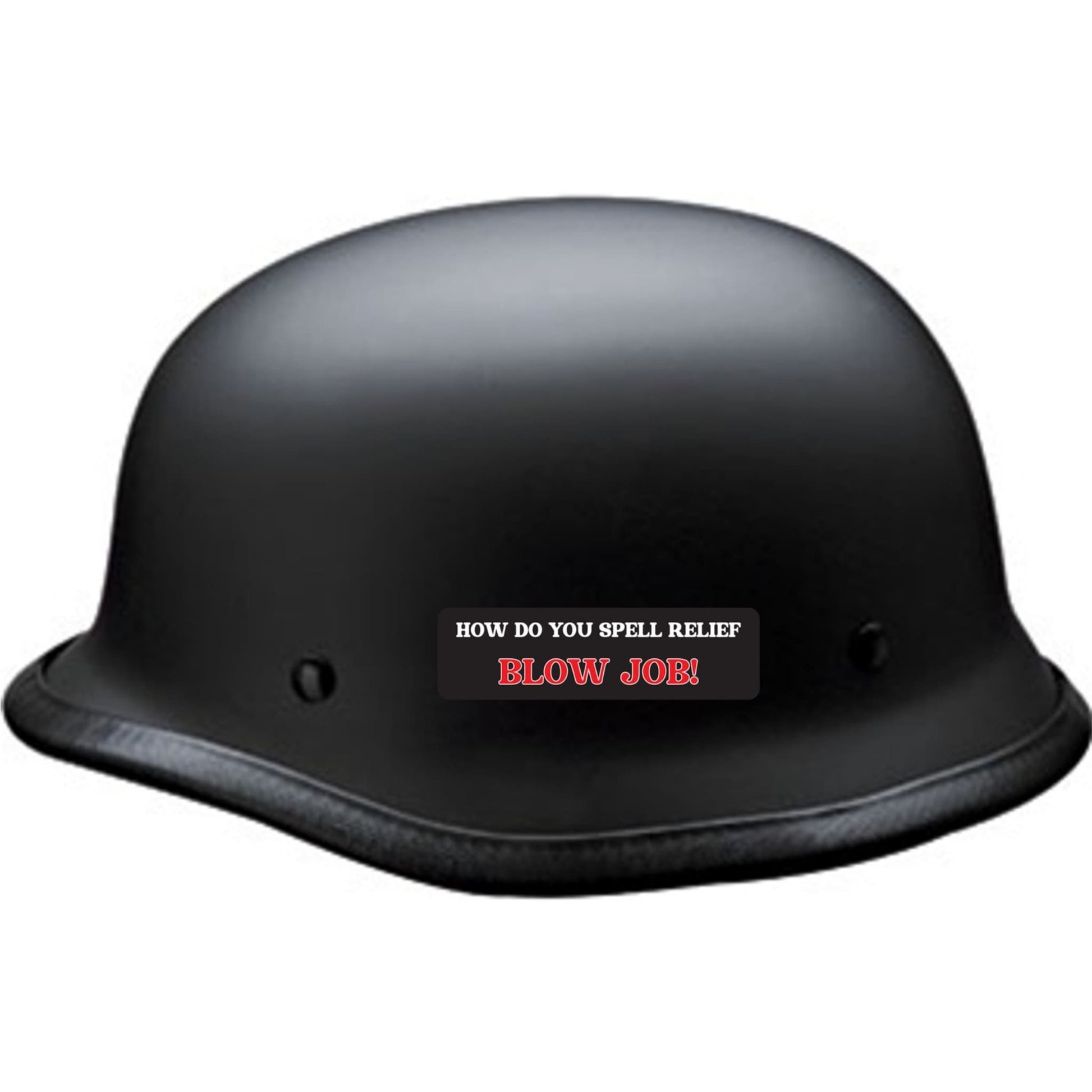How do you spell relief blow job vinyl motorcycle helmet sticker on a helmet - funny biker decal