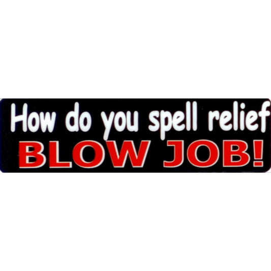 How do you spell relief blow job vinyl motorcycle helmet stickers - funny biker decal