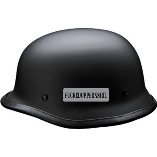 Fuckeduppernshit vinyl motorcycle helmet sticker on a helmet - bold biker decal