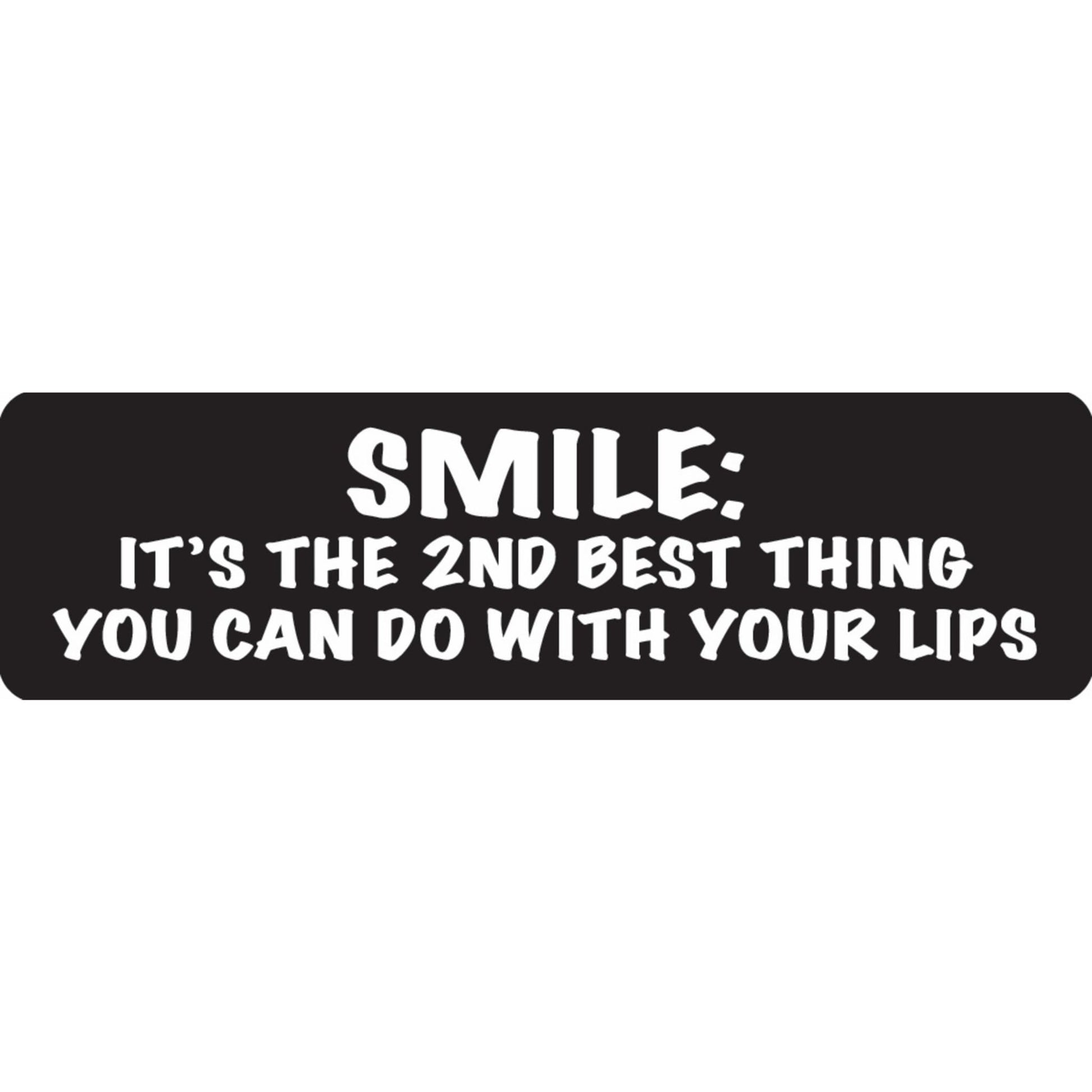 Smile it's the 2nd best thing you can do with your lips vinyl motorcycle helmet sticker - funny biker decal