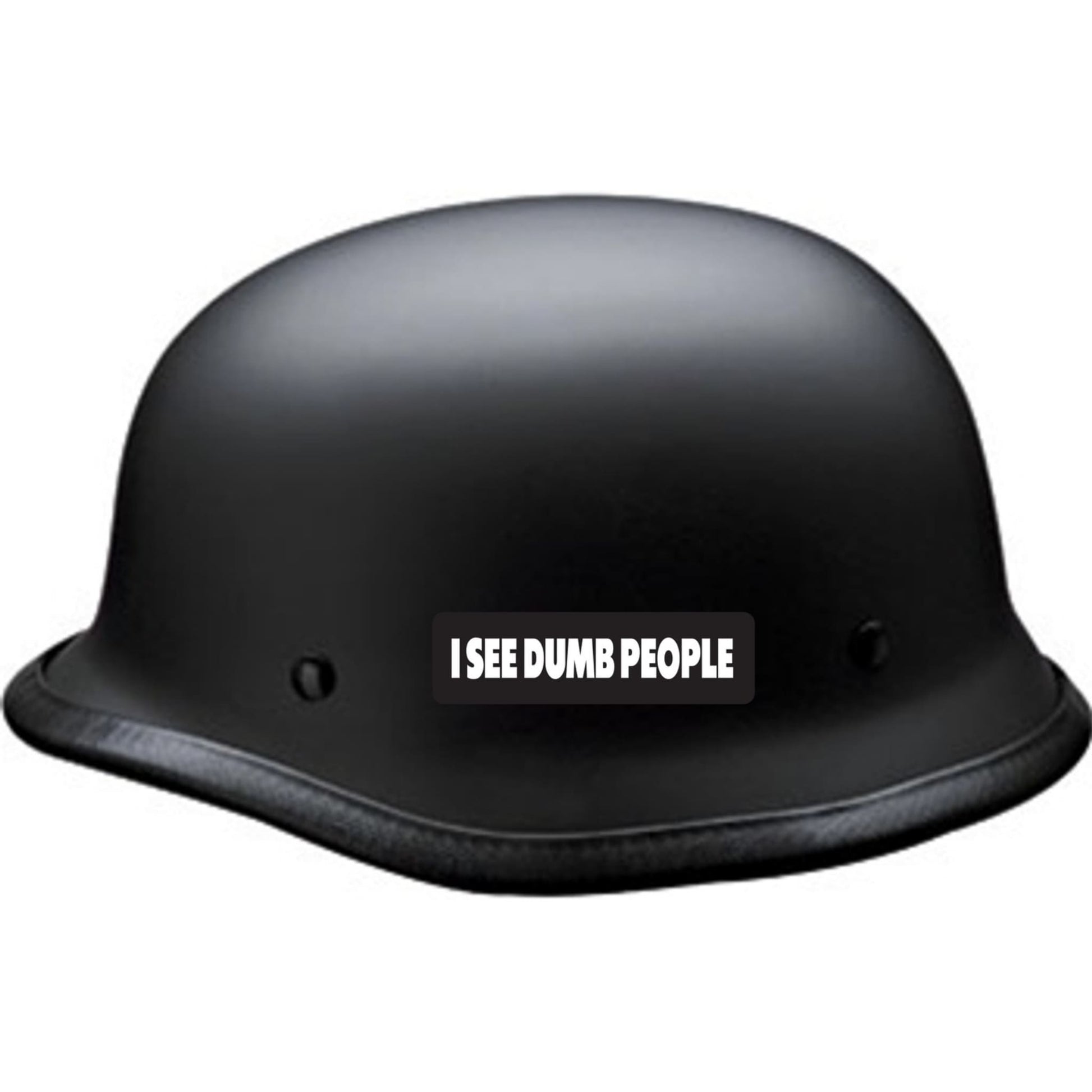 I see dumb people vinyl motorcycle helmet sticker on a helmet - funny biker decal