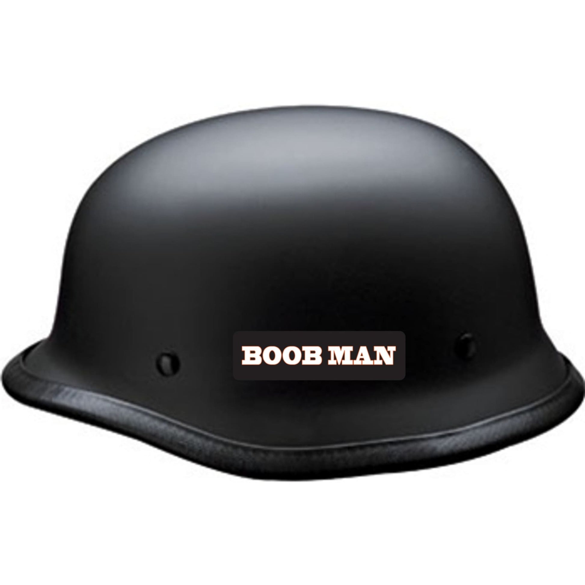 Boob man vinyl motorcycle helmet sticker on a helmet - funny biker decal