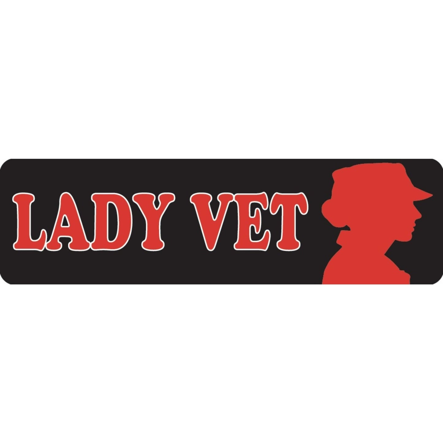 Lady vet vinyl motorcycle helmet sticker - women's military biker decal