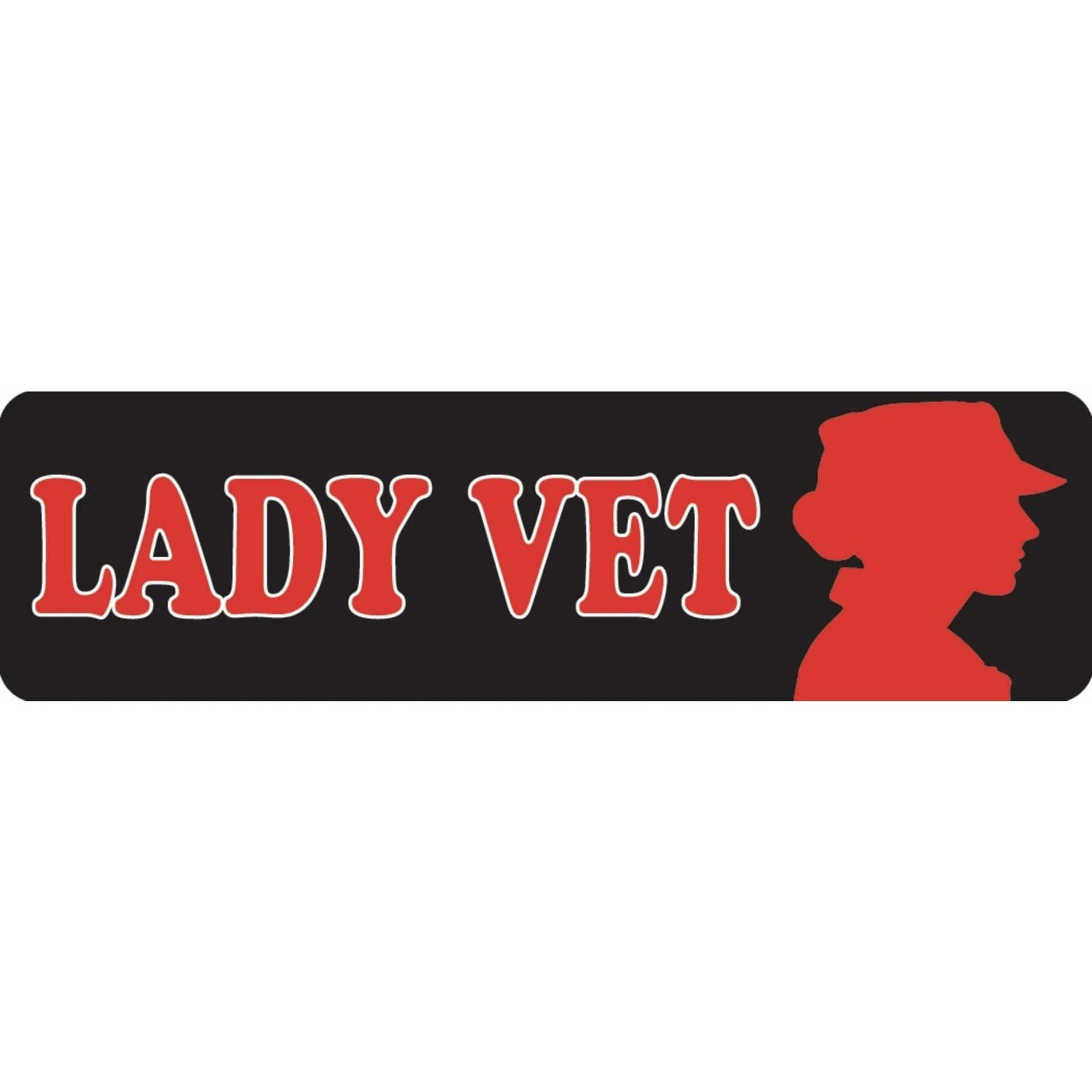 Lady vet vinyl motorcycle helmet sticker - women's military biker decal