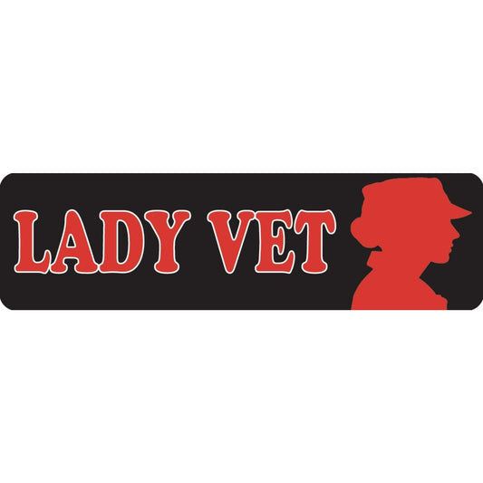 Lady vet vinyl motorcycle helmet sticker - women's military biker decal