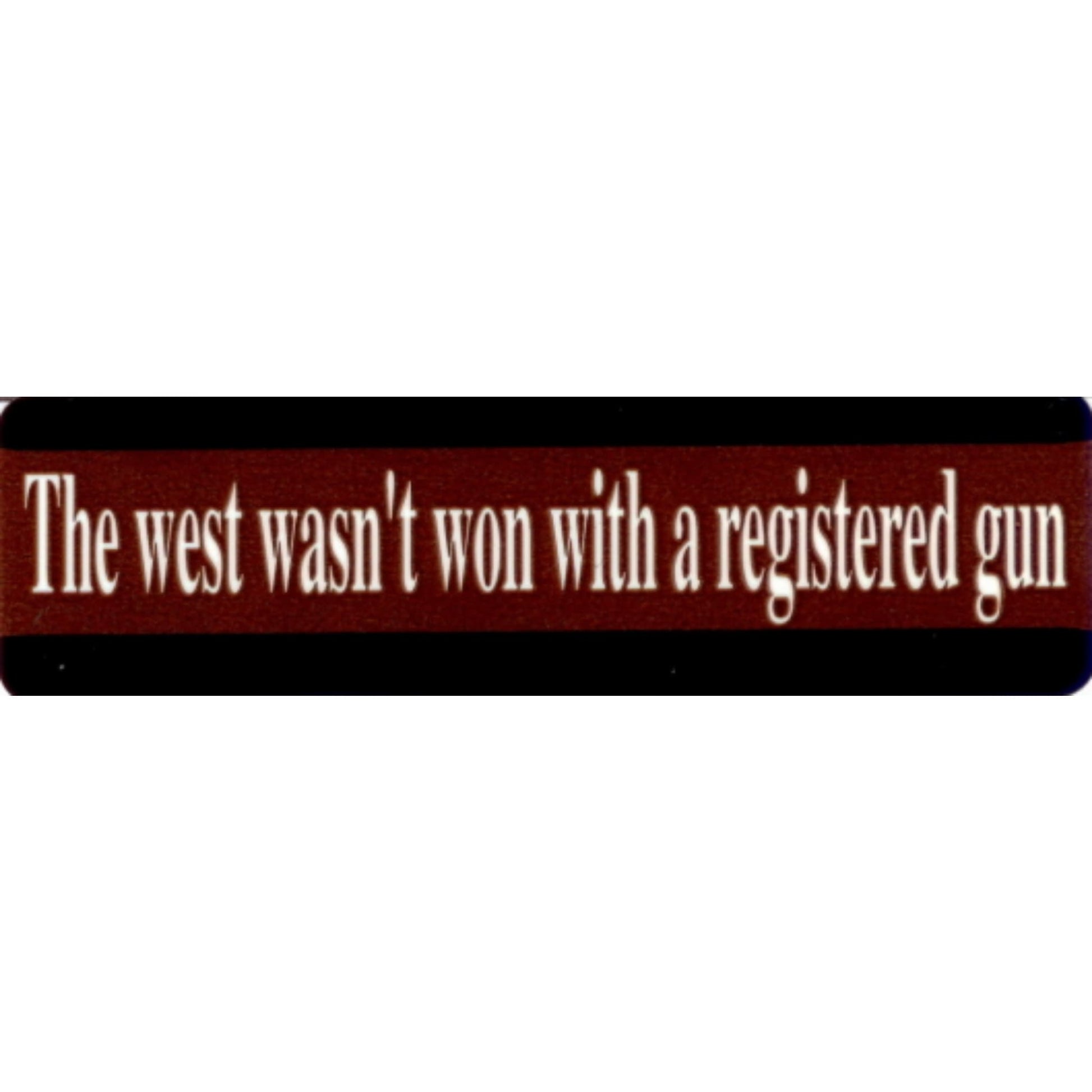 The west wasn't won with a registered gun vinyl motorcycle helmet stickers - patriotic biker decal
