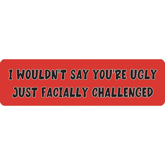 I wouldn't say you're ugly just facially challenged vinyl motorcycle helmet sticker - funny biker decal