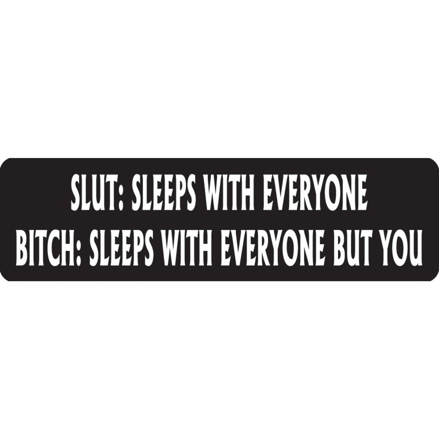 Slut sleeps with everyone bitch sleeps with everyone but you vinyl motorcycle helmet sticker - funny biker decal