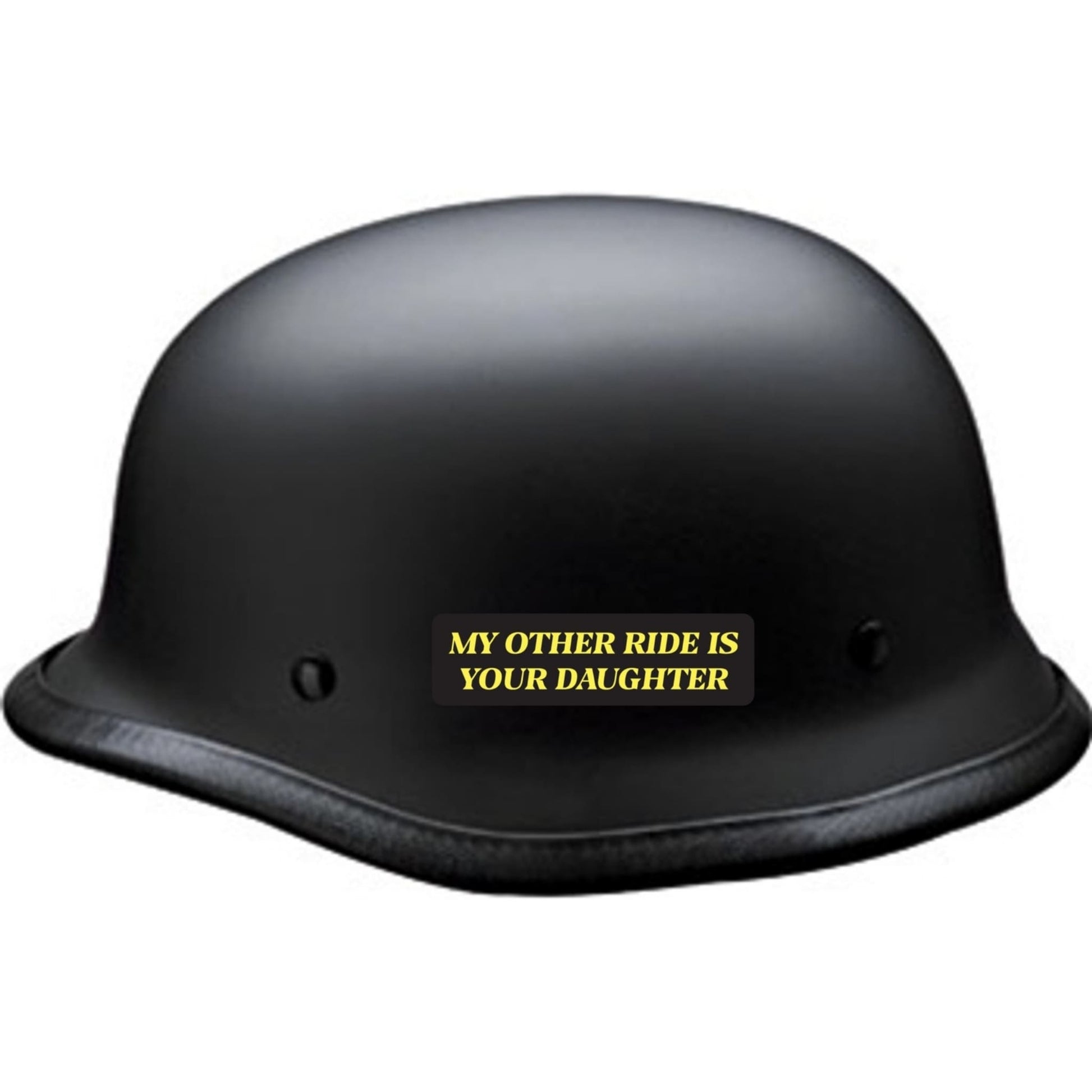 My other ride is your daughter vinyl motorcycle helmet sticker on a helmet - funny biker decal