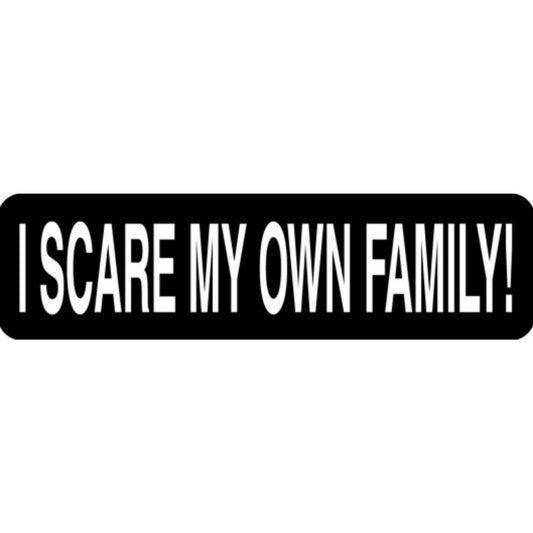 I scare my own family vinyl motorcycle helmet stickers - funny biker decal