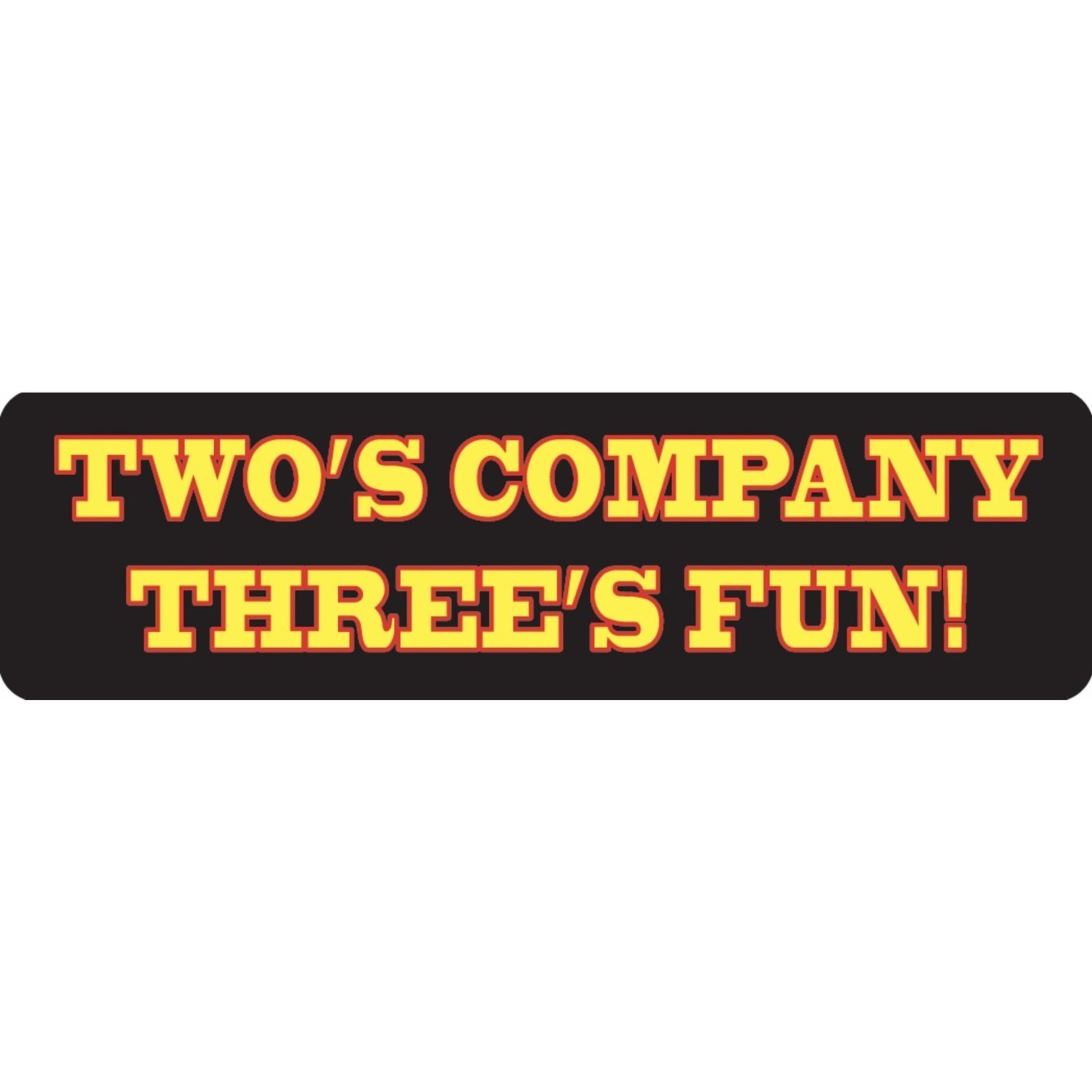 Two's company three's fun vinyl motorcycle helmet sticker - bold biker decal