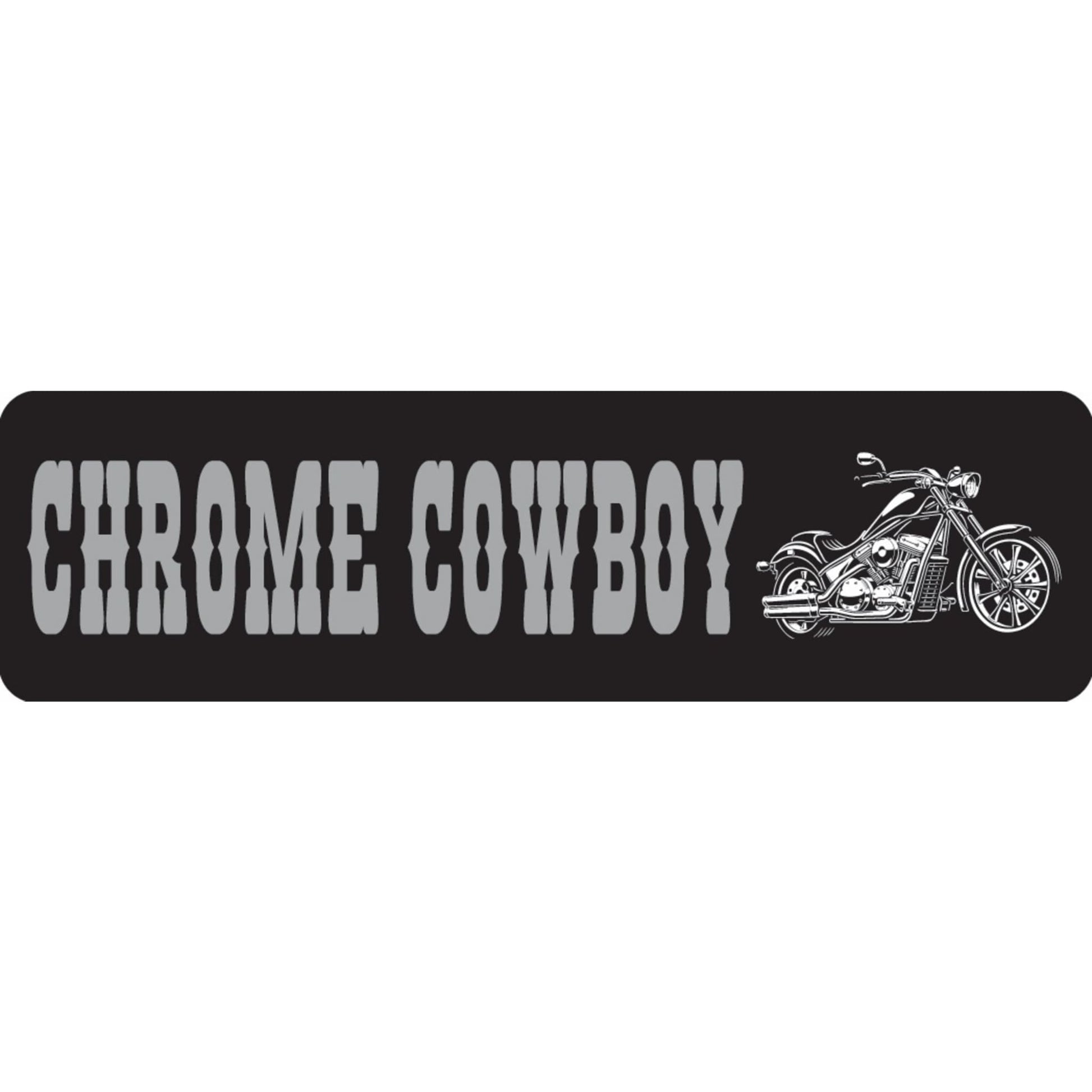 Chrome cowboy vinyl motorcycle helmet sticker - biker decal