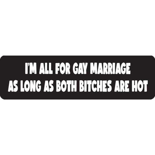 I'm all for gay marriage as long as both bitches are hot vinyl motorcycle helmet sticker - funny biker decal