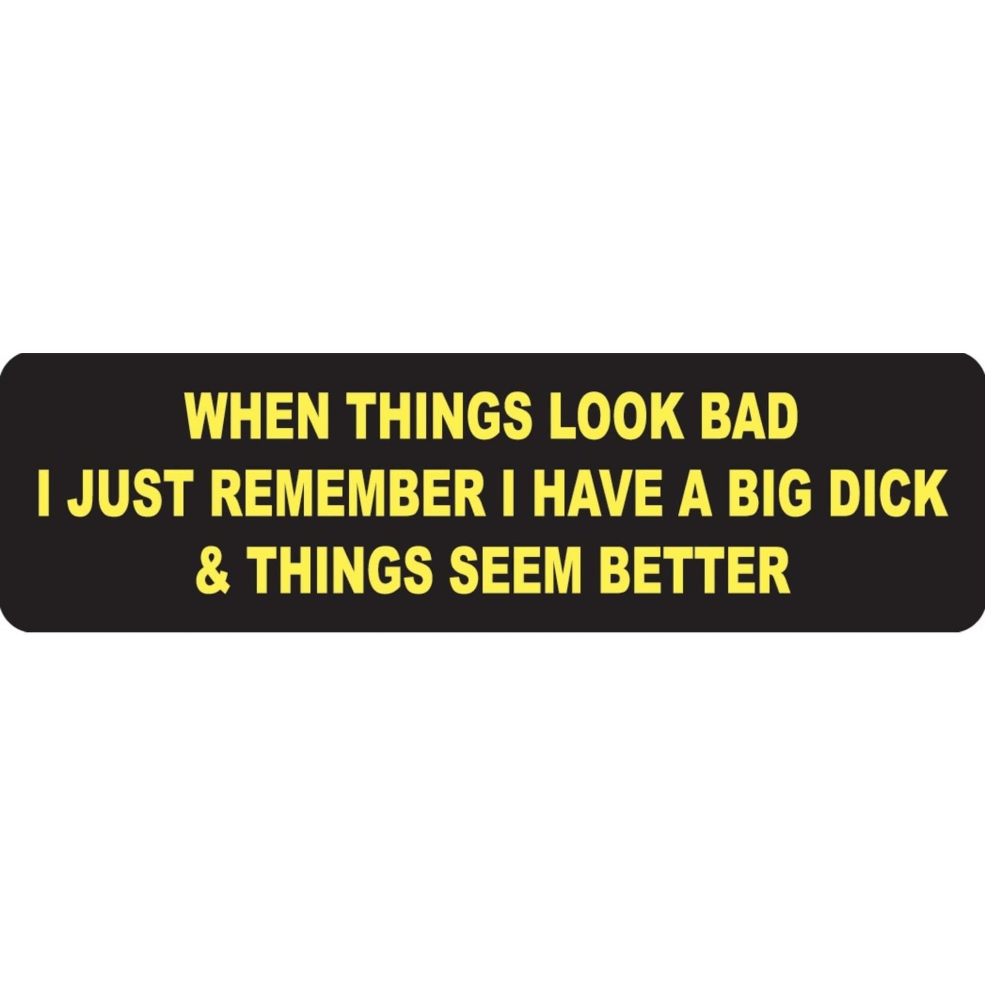 When things look bad I just remember I have a big dick & things seem better vinyl motorcycle helmet sticker - funny biker decal